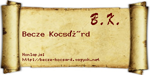 Becze Kocsárd névjegykártya
